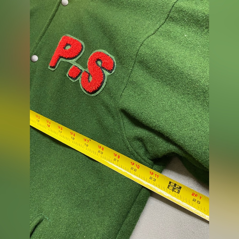 Product Of Society 2006 Varsity Jacket XL Green Wool Bomber Streetwear Y2K VTG - Picture 12 of 16